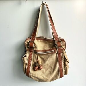 Fossil Canvas and Leather Satchel Bag